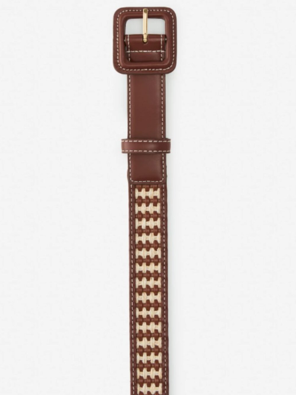 J. McLaughlin Brown and Cream Woven Leather Belt - Picture 2 of 2